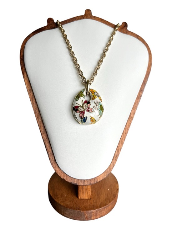 Sarah Coventry Jewelry - Vintage Sarah Coventry Butterfly Enamel Pendant Necklace | Garden Party Charm